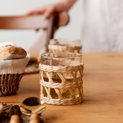 Conjunto com 4 Copos de Vidro com Sisal 320ml - comprar online