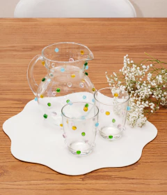 Conjunto Jarra com 2 Copos Gemas de Cristal Colorida
