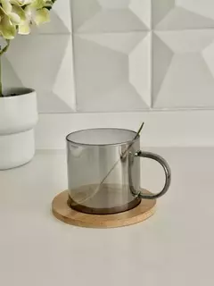 TAZA VIDRIO TORNASOLADO C/PLATO Y CUCHARA - comprar online