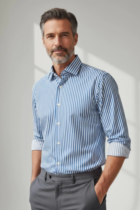 Camisa de puro algodón pima - Rayas media aero - Art. 103305 - comprar online