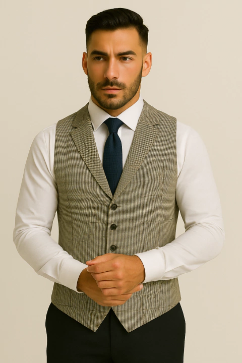 Chaleco gris claro cuadro ventana - comprar online