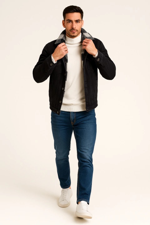 Campera de jean con corderito - comprar online