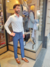 Pantalón Azul melange pinzado - tienda online