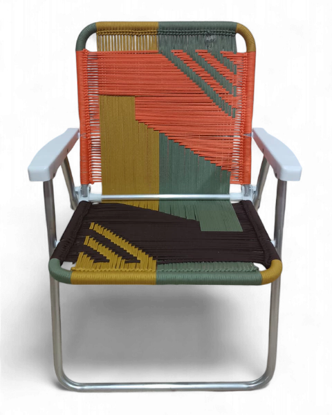 Bacutias Trama Laço de Maré - Poltrona Posição Fixa. Modelo: BC053-1; Cores: Mostarda, Jade, Terracota e Marrom.