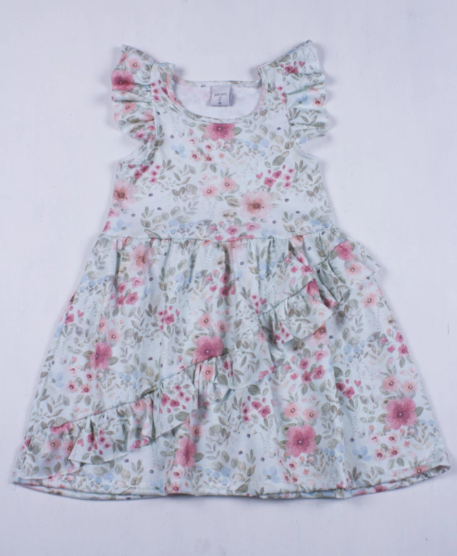 VESTIDO VOLADO FLORES ACUARELA