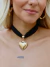 Choker Faixa Coração - Faixa Preta com Pingente Banhado à Ouro - comprar online