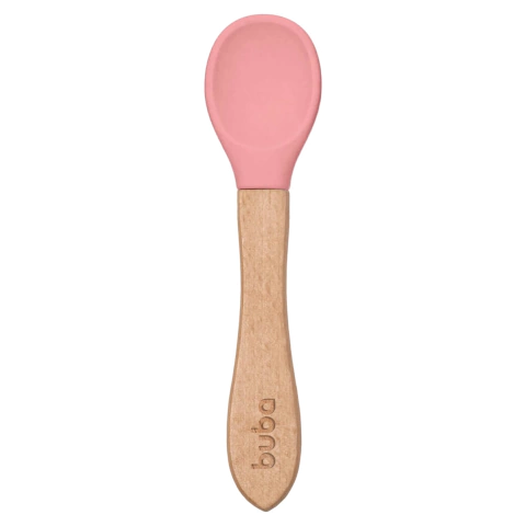 COLHER EM SILICONE E BAMBU ROSA – BUBA
