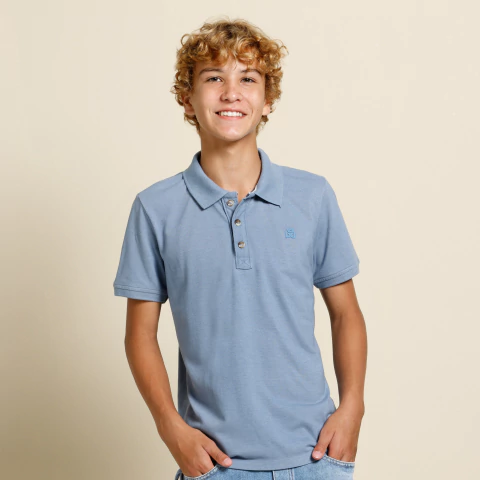 CAMISA POLO TEEN PIQUET MELANGE ESSENCIAL - BANANA DANGER
