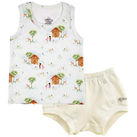 CONJUNTO BEBÊ MENINA TAPA FRALDA E REGATA JOÃO E MARIA - BIBE