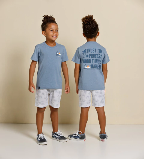 CONJUNTO INFANTIL MASCULINA CAMISETA GOOD THINGS - BANANA DANGER