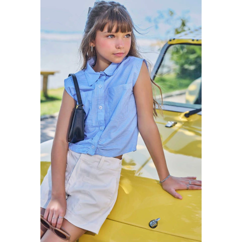 SHORTS FEMININO EM ALFAIATARIA - VIC&VICKY