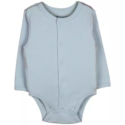 BODY BEBÊ BÁSICO MANGA LONGA ABERTO FRENTE AZUL CLARO - BIBE