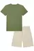 CONJUNTO INFANTIL MASCULINO CAMISETA E BERMUDA VERDE - JOHNNY FOX - Vida Sapeca