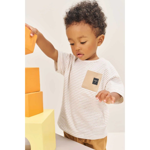 CAMISETA BEBÊ EM COTTON LISTRADO FIO TINTO - LITTLE JOHNNY - comprar online