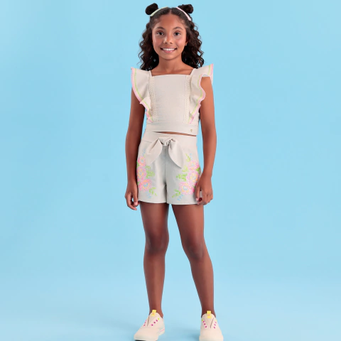 CONJUNTO INFANTIL FEMININO EM LINHO - PETIT CHERIE