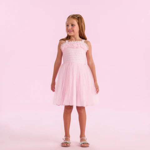 VESTIDO INFANTIL DE FESTA TULE BRILHO - PETIT CHERIE - comprar online