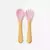 KIT TALHER INFANTIL DE BAMBU E SILICONE ROSA - PETIT PIÁ - comprar online