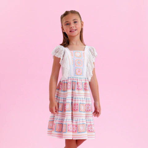 VESTIDO INFANTIL CHOCHÊ COLORIDO - PETIT CHERIE