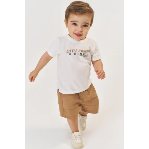 CONJUNTO BEBÊ MENINO CAMISETA E BERMUDA OFF WHITE LITTLE JHONNY - comprar online