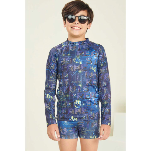 CAMISETA INFANTIL MASCULINA MANGA LONGA UV 50+ - JOHNNY FOX