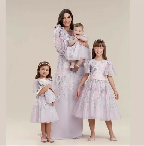 VESTIDO INFANTIL DE FESTA FLORAL LILÁS - PETIT CHERIE