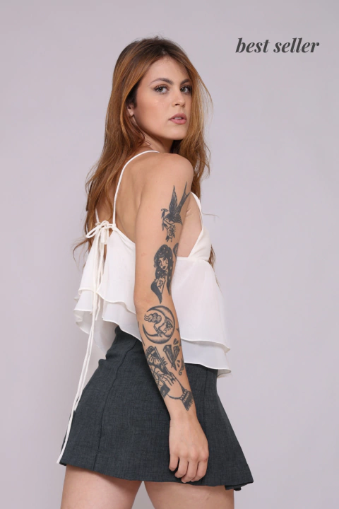 Blusa Alcinha Babado Duplo - Branca - comprar online