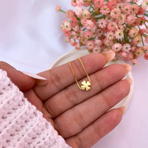 Colar trevo passante (banhada a ouro)