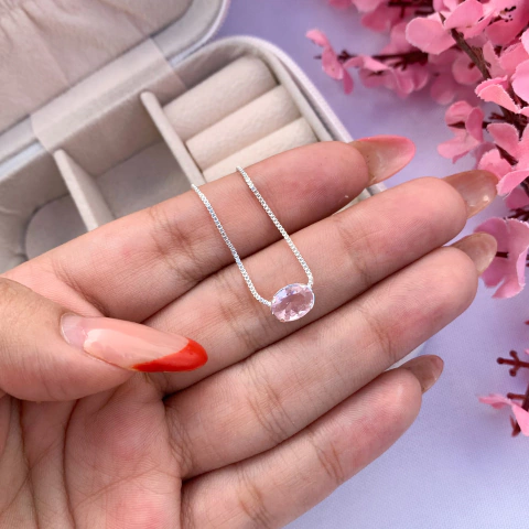 Colar Oval - Rosa claro