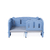 cama para mascotas azul elevada con dos compartimentos