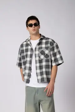 CAMISA MANGA CORTA FEY STACK GRIS (CAMIH780)