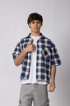 CAMISA MANGA CORTA FEY STACK NAVY (CAMIH781)
