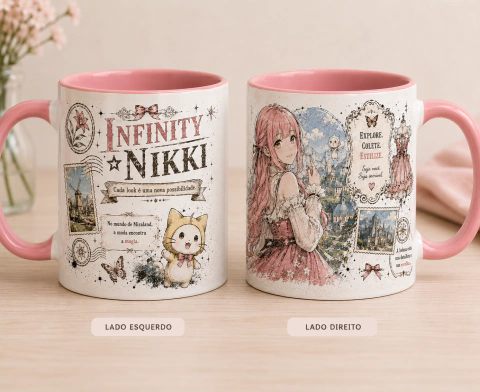 Caneca rosa infinity nikki