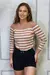 Blusa Feminina Tricô Modal Listrado Manga Longa - comprar online