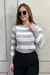 Blusa Feminina Trancinha Tricot Listrada Bicolor Moda Inverno na internet
