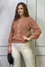 Blusa Feminina Tricot Manga Bufante Trança Moda Gola Redonda - comprar online