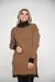 Poncho Xadrez Plus Size Feminino Tricô Gola alta Manga Longa - comprar online