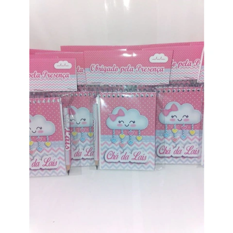 Bloquinhos + Mini Lápis Personalizados Chá de Bebê