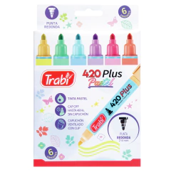 MARCADORES 420 PLUS PASTEL AL AGUA X 6