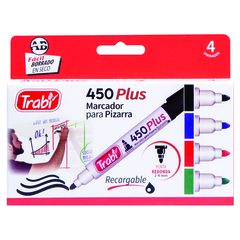 Marcador Para Pizarra Recargable 450 Plus X 4 Clasicos