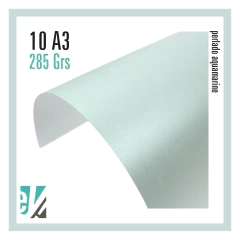 10 HOJAS A3 PERLADO AQUAMARINE 285 GRS