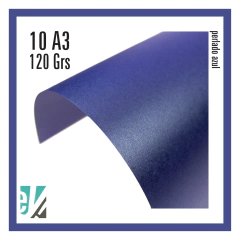 10 HOJAS A3 PERLADO AZUL 120 GRS