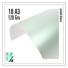 10 hojas A3 perlado Blanco 120 grs