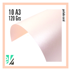 10 HOJAS A3 PERLADO CORAL 120 GRS