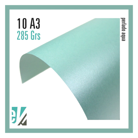 10 HOJAS A3 PERLADO AQUA 285 GRS