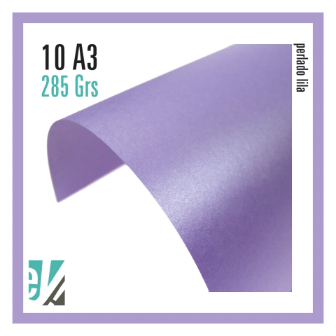 10 HOJAS A3 PERLADO LILA 285 GRS