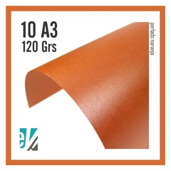 10 HOJAS A3 PERLADO NARANJA 120 GRS