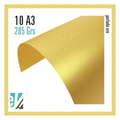 10 HOJAS A3 PERLADO ORO 285 GRS