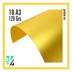 10 HOJAS A3 PERLADO ORO 120 GRS