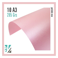 10 HOJAS A3 PERLADO ROSA 285 GRS