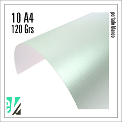 10 hojas A4 perlado Blanco 120 grs